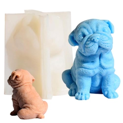 Shar Pei Hunde-Kerzenform, Welpen-Silikonformen für Seife, Tiermotiv-Form für selbstgemachte Kerzen, Epoxidharz, Kunst, festliche Tage, Geschenke, Zuhause, Auto, Ornament von XMOX