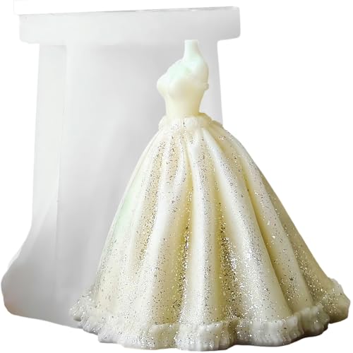 Silikonform für 3D-Hochzeitskleid, Abendkleider, Kerzen, Seife, Sojawachs, DIY, Handwerk, formelle Kleider, Brautjungfer, Geschenke, Hochzeit, Party, Zuhause, festliche Tage, Auto-Ornament (Ballkleid) Silikonform für 3D-Hochzeitskleid, Abendkleider, Kerzen, Seife, Sojawachs, DIY, Handwerk, formelle Kleider, Brautjungfer, Geschenke, Hochzeit, Party, Zuhause, festliche Tage, Auto-Ornament (Ballkleid) von XMOX