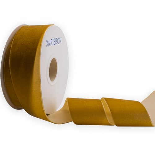 XMRIBBON Goldfarbenes Samtband, einseitig, 5,1 cm x 9,1 m Spule XMRIBBON Goldfarbenes Samtband, einseitig, 5,1 cm x 9,1 m Spule von XMRIBBON