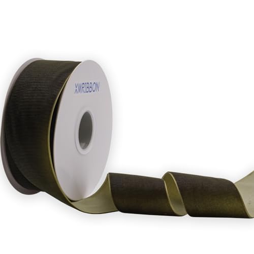XMRIBBON Olivgrünes Samtband, einseitig, 5,1 cm x 9,1 m Spule von XMRIBBON