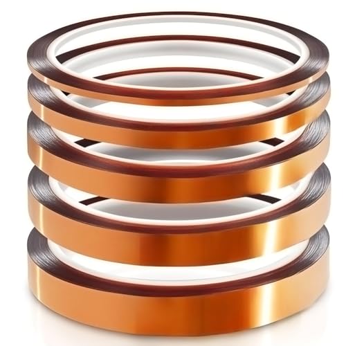 XMSCN 5 Rollen Hochtemperatur-Klebeband, 5/8/12/25/30 mm x 50 m Hochtemperatur-Klebeband für Wärmepressen-Sublimation, Farbsublimations-Thermotransferband ohne Rückstände (5/8/12/25/30mmx50m 5 Bände) XMSCN 5 Rollen Hochtemperatur-Klebeband, 5/8/12/25/30 mm x 50 m Hochtemperatur-Klebeband für Wärmepressen-Sublimation, Farbsublimations-Thermotransferband ohne Rückstände (5/8/12/25/30mmx50m 5 Bände) von XMSCN