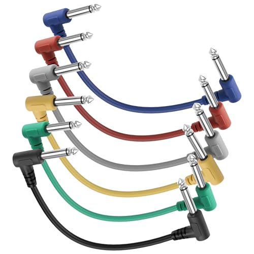 XMSJSIY Gitarre Patch Kabel Effekt Pedal Cord 6.35mm 1/4 Zoll TS Stecker zu Stecker rechten Winkel Stecker Hilfskabel für Bassgitarre Instrument - 6 Packungen - 25CM / 9.84inch XMSJSIY Gitarre Patch Kabel Effekt Pedal Cord 6.35mm 1/4 Zoll TS Stecker zu Stecker rechten Winkel Stecker Hilfskabel für Bassgitarre Instrument - 6 Packungen - 25CM / 9.84inch von XMSJSIY