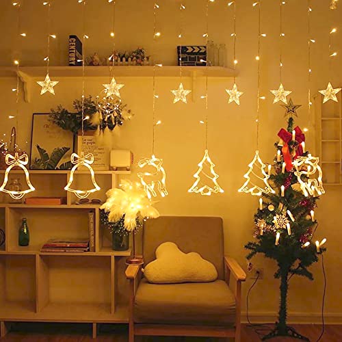 XMTECH LED Lichterkette Vorhang mit Sterne & Weihnachtsmuster 138 LED Lichtervorhang Warmweiß Weihnachtsbeleuchtung 8 Modi Stecker IP44, für Innen Außen Fenstern Partys Garten Weihnachtsdeko XMTECH LED Lichterkette Vorhang mit Sterne & Weihnachtsmuster 138 LED Lichtervorhang Warmweiß Weihnachtsbeleuchtung 8 Modi Stecker IP44, für Innen Außen Fenstern Partys Garten Weihnachtsdeko von XMTECH