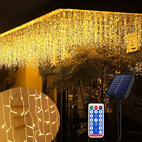 XMTECH Solar LED Lichterkette Lichtervorhang Außen, 5m 200 LED Warmweiß USB-Betrieben, Eisregen Lichterkette Mit 8 Modi Timer für Weihnachten Party Garten Deko XMTECH Solar LED Lichterkette Lichtervorhang Außen, 5m 200 LED Warmweiß USB-Betrieben, Eisregen Lichterkette Mit 8 Modi Timer für Weihnachten Party Garten Deko von XMTECH
