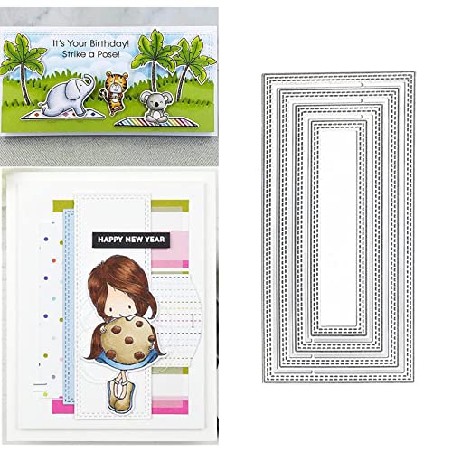 Metall-Stanzformen mit rechteckigem Rahmen, schmal genäht, rechteckig, Nesting-Tag-Hintergrund, Stanzschablonen für DIY, Scrapbooking, Foto, dekorative Prägung, Papier, Kartenherstellung, 4 Stück Metall-Stanzformen mit rechteckigem Rahmen, schmal genäht, rechteckig, Nesting-Tag-Hintergrund, Stanzschablonen für DIY, Scrapbooking, Foto, dekorative Prägung, Papier, Kartenherstellung, 4 Stück von XMYXCRAFT