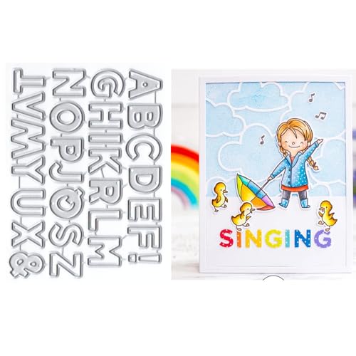 XMZZMX 26 Buchstaben und Ausrufezeichen, Metall-Stanzformen für Kartenherstellung, Papierprägestanz-Set, Vorlagen, Fotorahmen, Album, DIY, Scrapbooking, Schablonen-Sets von XMZZMX
