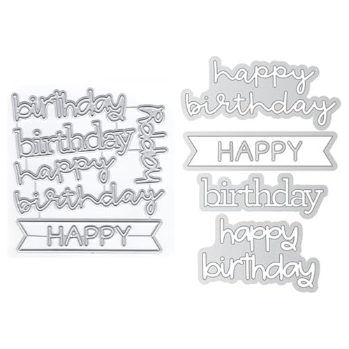 XMZZMX Blessing Words Happy Birthday Metall-Stanzformen für Kartenherstellung, Papierprägestanz-Set, Vorlagen, Fotorahmen, Album, DIY, Scrapbooking, Schablonen-Sets von XMZZMX