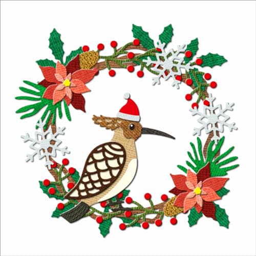XMZZMX Frohe Weihnachten Kranz Vogel Metall Stanzformen für Kartenherstellung, Papierprägung Stanzformen Kit Aufbewahrungstaschen Zubehör, Scrapbooking Schablonen von XMZZMX
