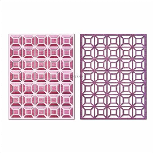 XMZZMX Geometrie Grid Hintergrund Board Metall Stanzformen für Kartenherstellung, Papierprägung Stanzformen Kit Aufbewahrungstaschen Zubehör, Scrapbooking Schablonen von XMZZMX
