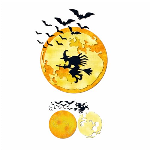 XMZZMX Halloween Moon Witch Fledermäuse Stanzformen für Kartenherstellung, Papierprägung, Metall-Stanzschablonen-Set, Vorlagen, Aufbewahrungstaschen, Zubehör, Fotorahmen, Album, DIY, Scrapbooking, XMZZMX Halloween Moon Witch Fledermäuse Stanzformen für Kartenherstellung, Papierprägung, Metall-Stanzschablonen-Set, Vorlagen, Aufbewahrungstaschen, Zubehör, Fotorahmen, Album, DIY, Scrapbooking, von XMZZMX