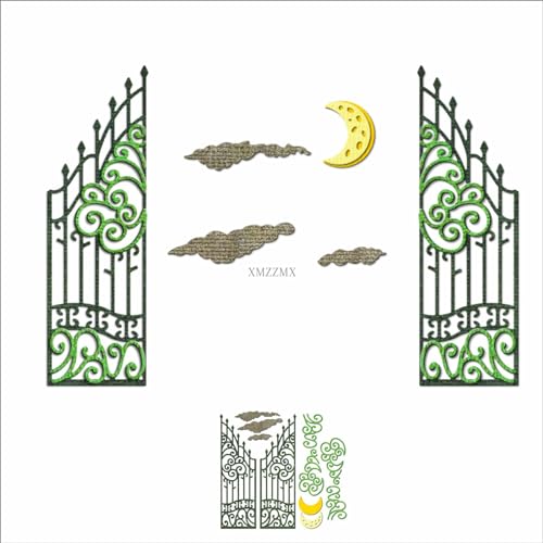 XMZZMX Halloween Spitze Tür Mond Metall Stanzformen für Kartenherstellung, Papierprägung Stanzformen Kit Aufbewahrungstaschen Zubehör, Scrapbooking Schablonen XMZZMX Halloween Spitze Tür Mond Metall Stanzformen für Kartenherstellung, Papierprägung Stanzformen Kit Aufbewahrungstaschen Zubehör, Scrapbooking Schablonen von XMZZMX