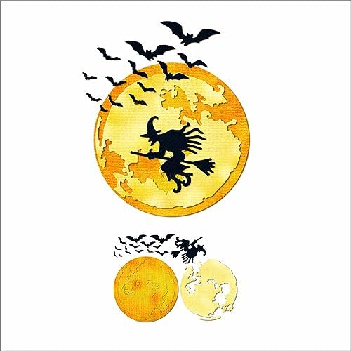 XMZZMX Halloween-Vollmond-Metall-Stanzformen für Kartenherstellung, Papierprägung, Stanz-Set, Aufbewahrungstaschen, Zubehör, Scrapbooking-Schablonen von XMZZMX