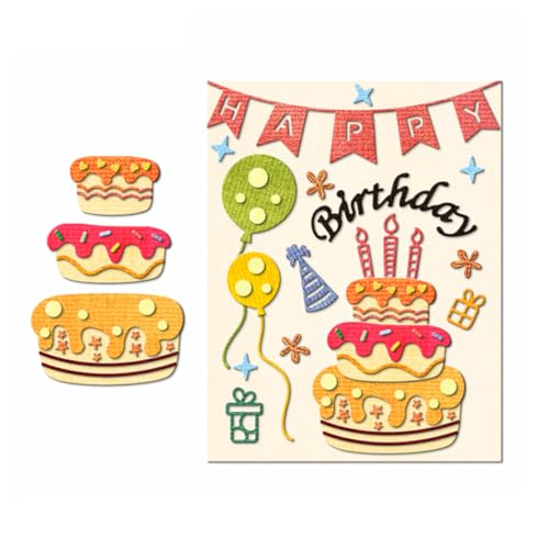 XMZZMX Happy Birthday Kuchenballon-Metall-Stanzformen für Kartenherstellung, Papierprägestanz-Set, Vorlagen, Aufbewahrungstaschen, Zubehör, Fotorahmen, Album, DIY, Scrapbooking, Schablonen-Sets von XMZZMX