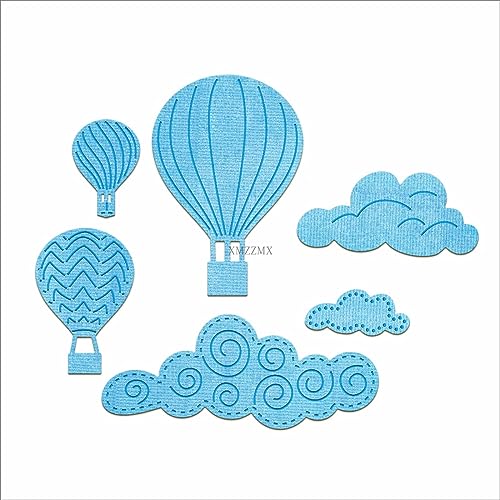 XMZZMX Heißluftballon Wolke Metall Stanzformen für Kartenherstellung, Papierprägung Stanzformen Kit Aufbewahrungstaschen Zubehör, Scrapbooking Schablonen von XMZZMX