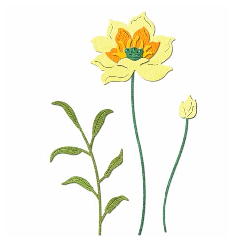 XMZZMX Lotus-Pflanzen-Metall-Stanzformen für Kartenherstellung, Papierprägestanz-Set, Vorlagen, Aufbewahrungstaschen, Zubehör, Fotorahmen, Album, DIY, Scrapbooking, Schablonen-Sets von XMZZMX