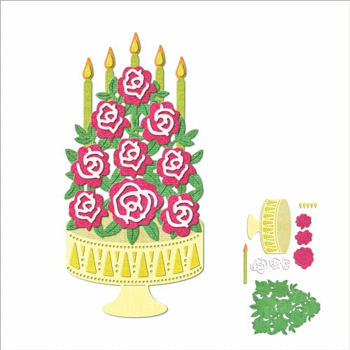 XMZZMX Metall-Stanzformen für Geburtstagskuchen, für Kartenherstellung, Papierprägung, Stanz-Set, Aufbewahrungstaschen, Zubehör, Scrapbooking-Schablonen von XMZZMX