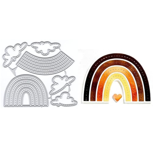 XMZZMX Metall-Stanzformen mit Regenbogenwolken für Kartenherstellung, Papierpräge-Stanzschablonen-Set, Vorlagen, Fotorahmen, Album, DIY, Scrapbooking, Schablonen-Sets von XMZZMX