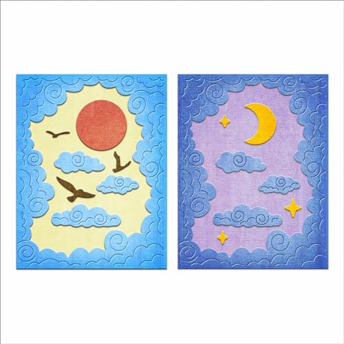 XMZZMX Metall-Stanzformen mit Sonne, Mond, Wolken, Hintergrund für Kartenherstellung, Papierpräge-Stanzschablonen-Set, Vorlagen, Aufbewahrungstaschen, Zubehör, Fotorahmen, Album, DIY, Scrapbooking, XMZZMX Metall-Stanzformen mit Sonne, Mond, Wolken, Hintergrund für Kartenherstellung, Papierpräge-Stanzschablonen-Set, Vorlagen, Aufbewahrungstaschen, Zubehör, Fotorahmen, Album, DIY, Scrapbooking, von XMZZMX