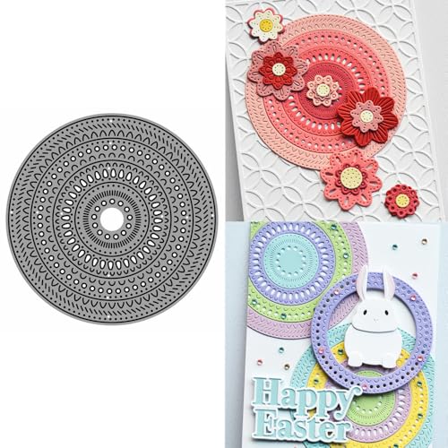 XMZZMX Metall-Stanzformen mit rundem Hohlrand für Kartenherstellung, Papierpräge-Stanzschablonen-Set, Vorlagen, Fotorahmen, Album, DIY, Scrapbooking, Schablonen-Sets von XMZZMX