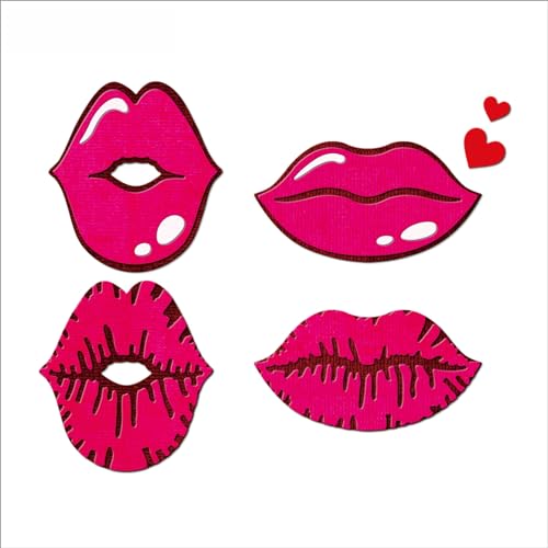 XMZZMX Metall-Stanzformen zum Valentinstag, rote Lippen, für Kartenherstellung, Papierpräge-Stanz-Set, Aufbewahrungstaschen, Zubehör, Scrapbooking-Schablonen von XMZZMX