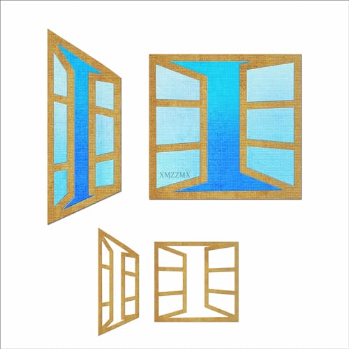 XMZZMX Quadratische Fenster-Metall-Stanzformen für Kartenherstellung, Papierprägung, Stanzformen, Set, Aufbewahrungstaschen, Zubehör, Scrapbooking-Schablonen von XMZZMX