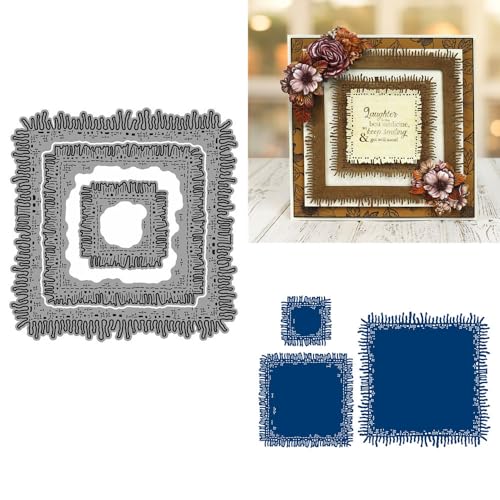 XMZZMX Quadratische Metall-Stanzformen für Kartenherstellung, Papierpräge-Stanzschablonen-Set, Vorlagen, Fotorahmen, Album, DIY, Scrapbooking, Schablonen-Sets von XMZZMX
