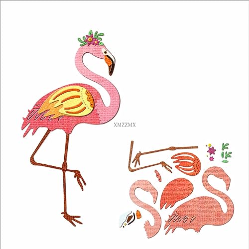 XMZZMX Shadow Flamingo Metall-Stanzformen für Kartenherstellung, Papierprägung, Stanz-Set, Aufbewahrungstaschen, Zubehör, Scrapbooking-Schablonen von XMZZMX