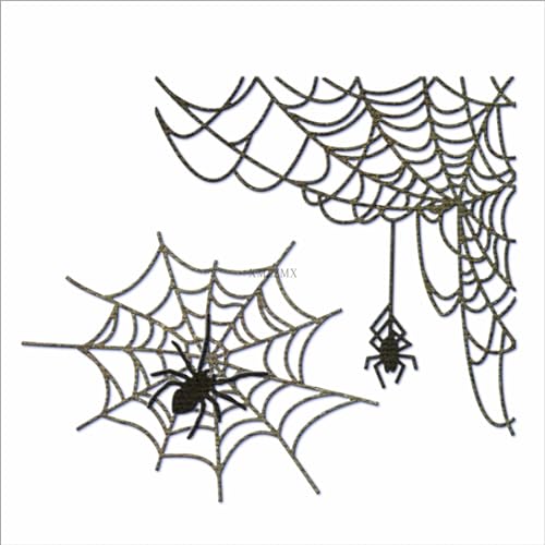 XMZZMX Shadow Halloween Spider Web Metall Stanzformen für Kartenherstellung, Papierprägung Stanzformen Kit Aufbewahrungstaschen Zubehör, Scrapbooking Schablonen von XMZZMX