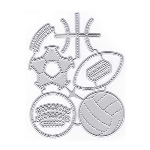XMZZMX Volleyball-Rugby-Metall-Stanzformen für Kartenherstellung, Papierprägestanz-Set, Vorlagen, Fotorahmen, Album, DIY, Scrapbooking, Schablonen-Sets von XMZZMX