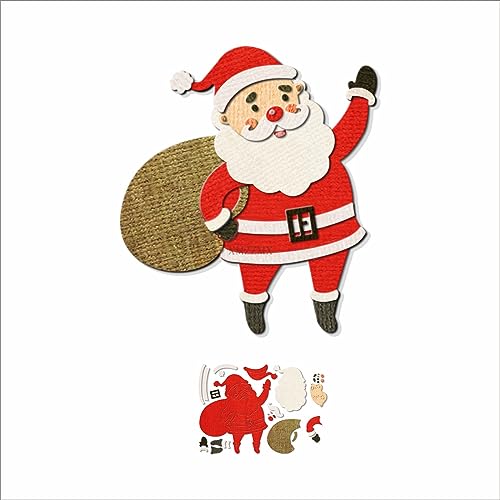 XMZZMX Weihnachtsmann-Geschenktüten-Metall-Stanzformen für Kartenherstellung, Papierprägung, Stanzformen, Set, Aufbewahrungstaschen, Zubehör, Scrapbooking-Schablonen von XMZZMX