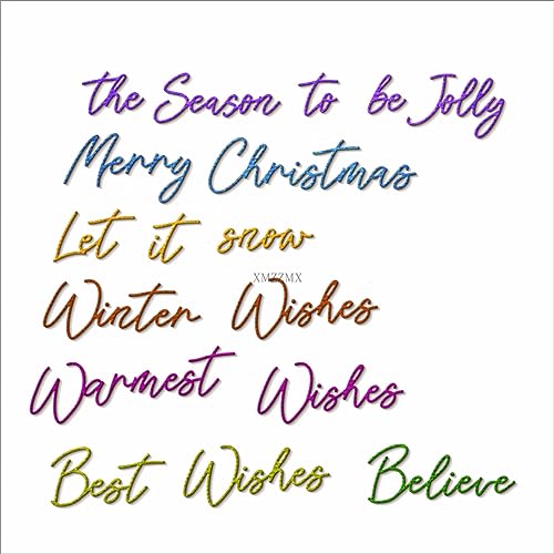 XMZZMX Words Best Wishes Believe Metall-Stanzformen für Kartenherstellung, Papierprägung, Stanz-Set, Aufbewahrungstaschen, Zubehör, Scrapbooking-Schablonen von XMZZMX