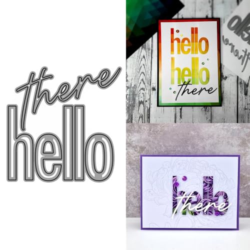 XMZZMX Words Hello There Metall-Stanzformen für Kartenherstellung, Papierpräge-Stanzschablonen-Set, Vorlagen, Fotorahmen, Album, DIY, Scrapbooking, Schablonen-Sets von XMZZMX
