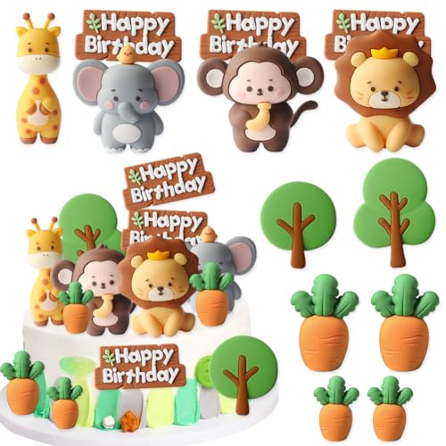 XNAUVOI Waldtiere Geburtstag Kuchen Topper, Tortendeko Tiere Figuren Safari, Dschungel Party Kuchen Dekoration Elefanten, Löwen, Affen, Giraffen Kuchen Dekoration für Kindergeburtstag XNAUVOI Waldtiere Geburtstag Kuchen Topper, Tortendeko Tiere Figuren Safari, Dschungel Party Kuchen Dekoration Elefanten, Löwen, Affen, Giraffen Kuchen Dekoration für Kindergeburtstag von XNAUVOI