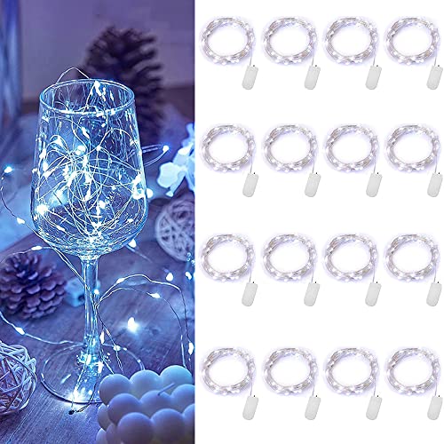 LED Lichterkette Batterie, 16 Stück 1M 10 LEDs Mini led lichterkette Drahtlichterkette Wasserdichte Kupferdraht Licht für Party Garten Weihnachten Hochzeit Halloween Beleuchtung Deko, Kaltes Weiß von XNFIVE