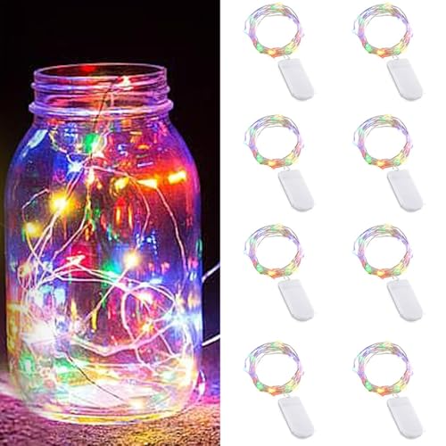 LED Lichterkette Batterie, 8 Stück 1M 10 LEDs Mini led lichterkette Drahtlichterkette Wasserdichte Kupferdraht Licht für Party Garten Weihnachten Hochzeit Halloween Beleuchtung Deko (8PCS Multicolor) LED Lichterkette Batterie, 8 Stück 1M 10 LEDs Mini led lichterkette Drahtlichterkette Wasserdichte Kupferdraht Licht für Party Garten Weihnachten Hochzeit Halloween Beleuchtung Deko (8PCS Multicolor) von XNFIVE