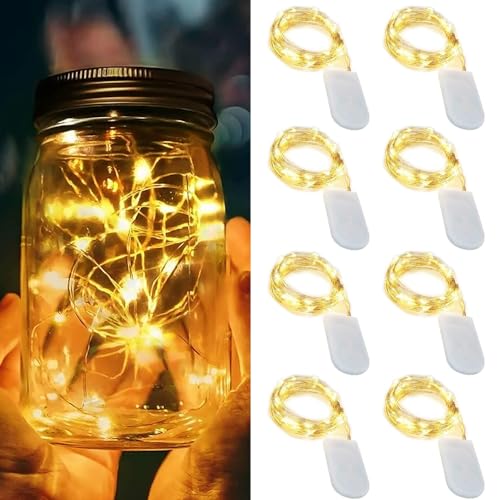 LED Lichterkette Batterie,8 Stück 1M 10 LEDs Mini led lichterkette Drahtlichterkette Wasserdichte Kupferdraht Licht für Party Garten Weihnachten Hochzeit Halloween Beleuchtung Deko (8pcs Warm White) LED Lichterkette Batterie,8 Stück 1M 10 LEDs Mini led lichterkette Drahtlichterkette Wasserdichte Kupferdraht Licht für Party Garten Weihnachten Hochzeit Halloween Beleuchtung Deko (8pcs Warm White) von XNFIVE
