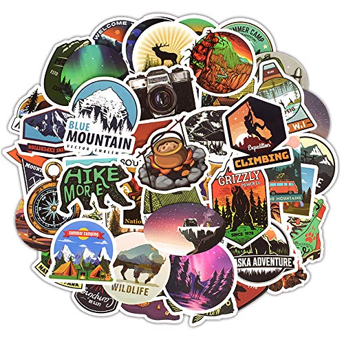Outdoor Abenteuer Aufkleber, 50 Stück Wasserfeste Vinyl Sticker Decals, Reise Aufkleber Laptop Aufkleber Teen Kinder Stickerbomb für Gepäck Helme Skateboards Computer Tassen Auto Motorrad Fahrrad Outdoor Abenteuer Aufkleber, 50 Stück Wasserfeste Vinyl Sticker Decals, Reise Aufkleber Laptop Aufkleber Teen Kinder Stickerbomb für Gepäck Helme Skateboards Computer Tassen Auto Motorrad Fahrrad von XNFIVE