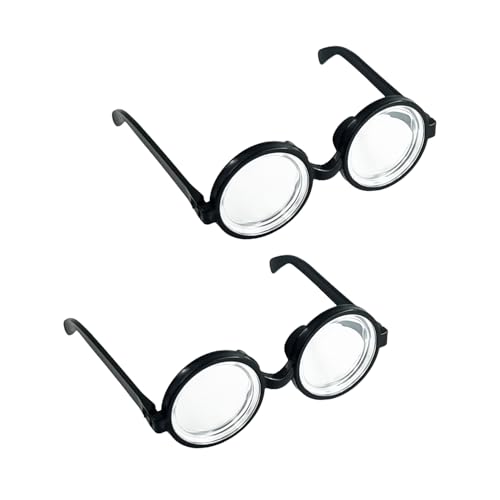 XNFUOE 2 x Nerd-Brille, Neuheit, Witz, Verkleidung, runde Brille für Nerd-Buchtag, Halloween-Outfit, Kostüm-Zubehör von XNFUOE