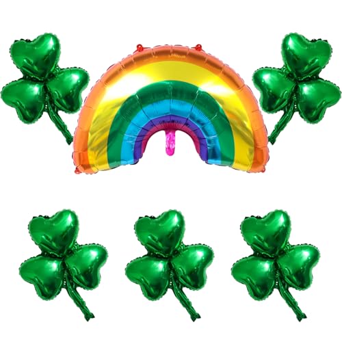 XNFUOE 6 St. Patrick's Day Dekorationen Luftballons Set Kleeblatt Folienballons Regenbogen Ballons für irische Partyzubehör XNFUOE 6 St. Patrick's Day Dekorationen Luftballons Set Kleeblatt Folienballons Regenbogen Ballons für irische Partyzubehör von XNFUOE
