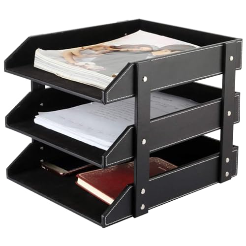 Schreibtisch-Organizer aus Leder, stapelbarer Büro-Aktenordner, Dokumentenfach für Akten, Ordner, Briefpapier, Zeitschriften, Post, Zuhause, Kleinigkeiten, Schreibtischorganisation, Halter (schwarz) Schreibtisch-Organizer aus Leder, stapelbarer Büro-Aktenordner, Dokumentenfach für Akten, Ordner, Briefpapier, Zeitschriften, Post, Zuhause, Kleinigkeiten, Schreibtischorganisation, Halter (schwarz) von XNONE