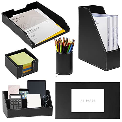 XNONE Büro Schreibtisch-Organizer,Luxus Leder Geschenk 6-teilig,inkl Schreibtischunterlage,A4 Leder Briefablage,Stiftebecher,Zeitschriftenhalter,Postfach,Nachrichtenfach,Schwarz XNONE Büro Schreibtisch-Organizer,Luxus Leder Geschenk 6-teilig,inkl Schreibtischunterlage,A4 Leder Briefablage,Stiftebecher,Zeitschriftenhalter,Postfach,Nachrichtenfach,Schwarz von XNONE