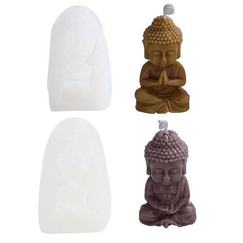 2 Stück Kerzengießform Buddha, Silikonform Buddhismus, Fondant Silikonform Seife Herstellung Formen, DIY Buddha Silikon Kerzenform Für Handwerk Ornamente, Herstellung Kerzen, Aromasteinen von XNSHUN
