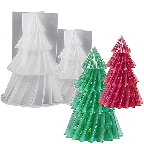 3D Weihnachtsbaum Kerzengießform, 2 Stück Weihnacht DIY Silikonform Gießformen, Silikonform Kerzenform Für Die Herstellung Von Kerzen Weihnachten Party Dekoration von XNSHUN