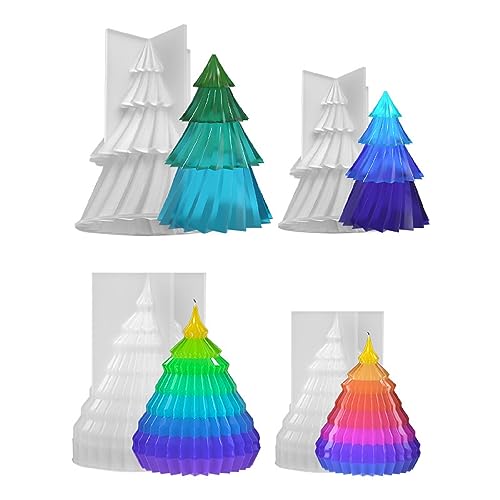 3D Weihnachtsbaum Kerzengießform, 4 Stück Weihnacht DIY Silikonform Gießformen, Schneeflocke Kerzenform Für Die Herstellung Von Kerzen Weihnachten Party Dekoration von XNSHUN