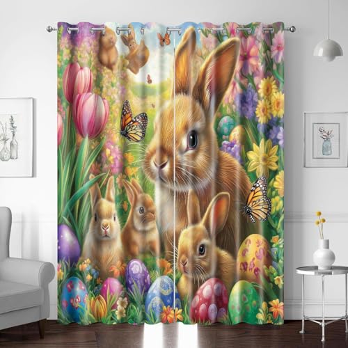 Verdunklungsvorhänge mit Ösen Schmetterling Kaninchen Tier Blume Vorhang Blickdicht für Kinderzimmer, 2 Stücke Thermovorhang Kälteschutz Gardinen Wohnzimmer Schlafzimmer Dekoration 166x150cm(HxB) Verdunklungsvorhänge mit Ösen Schmetterling Kaninchen Tier Blume Vorhang Blickdicht für Kinderzimmer, 2 Stücke Thermovorhang Kälteschutz Gardinen Wohnzimmer Schlafzimmer Dekoration 166x150cm(HxB) von XNWYWE