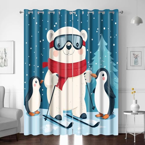 XNWYWE Vorhang Blickdicht Bär Pinguin Cartoon Gardinen mit Ösen 2er Set, H166 x B150 cm, Verdunkelung Thermovorhänge Kinder, Vorhangverdunkelung Wohnzimmer Schlafzimmer Kinderzimmer Modern XNWYWE Vorhang Blickdicht Bär Pinguin Cartoon Gardinen mit Ösen 2er Set, H166 x B150 cm, Verdunkelung Thermovorhänge Kinder, Vorhangverdunkelung Wohnzimmer Schlafzimmer Kinderzimmer Modern von XNWYWE