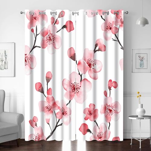 XNWYWE Vorhang mit Ösen Rosa Blume Muster H214 x B183 cm Verdunkelungsvorhang Blickdicht Fenstergardinen Kinderzimmer Schlafzimmer Wohnzimmer, 2er Set Thermovorhang Thermogardinen Kälteschutz XNWYWE Vorhang mit Ösen Rosa Blume Muster H214 x B183 cm Verdunkelungsvorhang Blickdicht Fenstergardinen Kinderzimmer Schlafzimmer Wohnzimmer, 2er Set Thermovorhang Thermogardinen Kälteschutz von XNWYWE