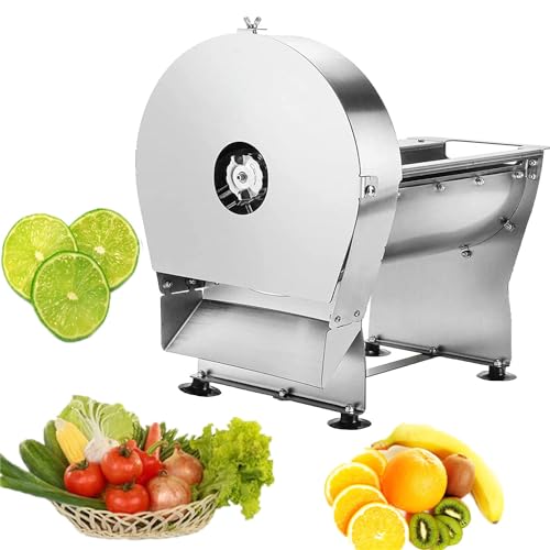 XNXYSMKJ Elektrische Gemüseschneidermaschine 0~10mm (25/64Zoll) Einstellbarer kommerzieller Obstschneider Edelstahl für Zitrone, Kartoffel, Zwiebel, Knoblauch, für Restaurant, Zuhause von XNXYSMKJ