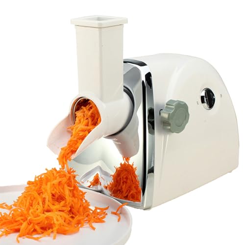 XNXYSMKJ Kommerzieller Obstzerkleinerer, rotierende Käsezerkleinerungsmaschine, elektrische Reibe für Zitronen-Kartoffel-Zwiebel-Knoblauch, 3 rotierende Klingen aus Edelstahl, 1min / 500g von XNXYSMKJ