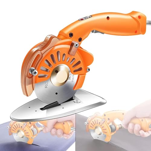 Elektrischer Rotationsschneider mit geräuscharmer einstellbarer Geschwindigkeit Elektrische Schere, elektrische Stoffstoff-Kreismesser-Schneidemaschine Rotations-Stoffschneiderklinge 100 mm (4CM ) von XNZJHPP